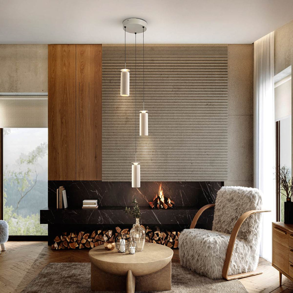 Schuller Alfara 3 Light Circular Pendant in Grey with Ceramic Shades