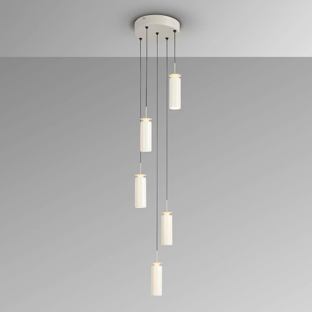 Schuller Alfara 5 Light Circular Pendant in Grey with Ceramic Shades