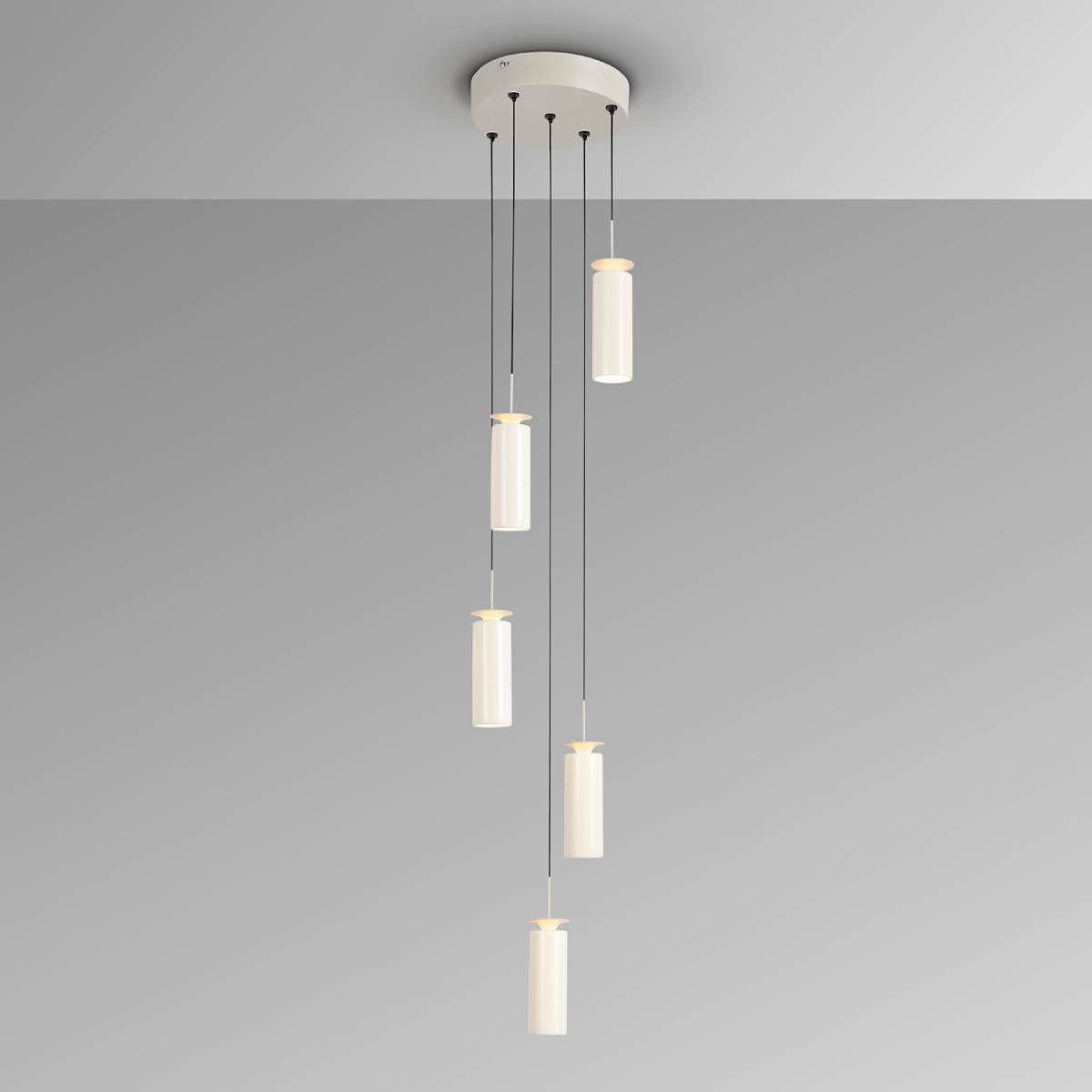 Schuller Alfara 5 Light Circular Pendant in Grey with Ceramic Shades