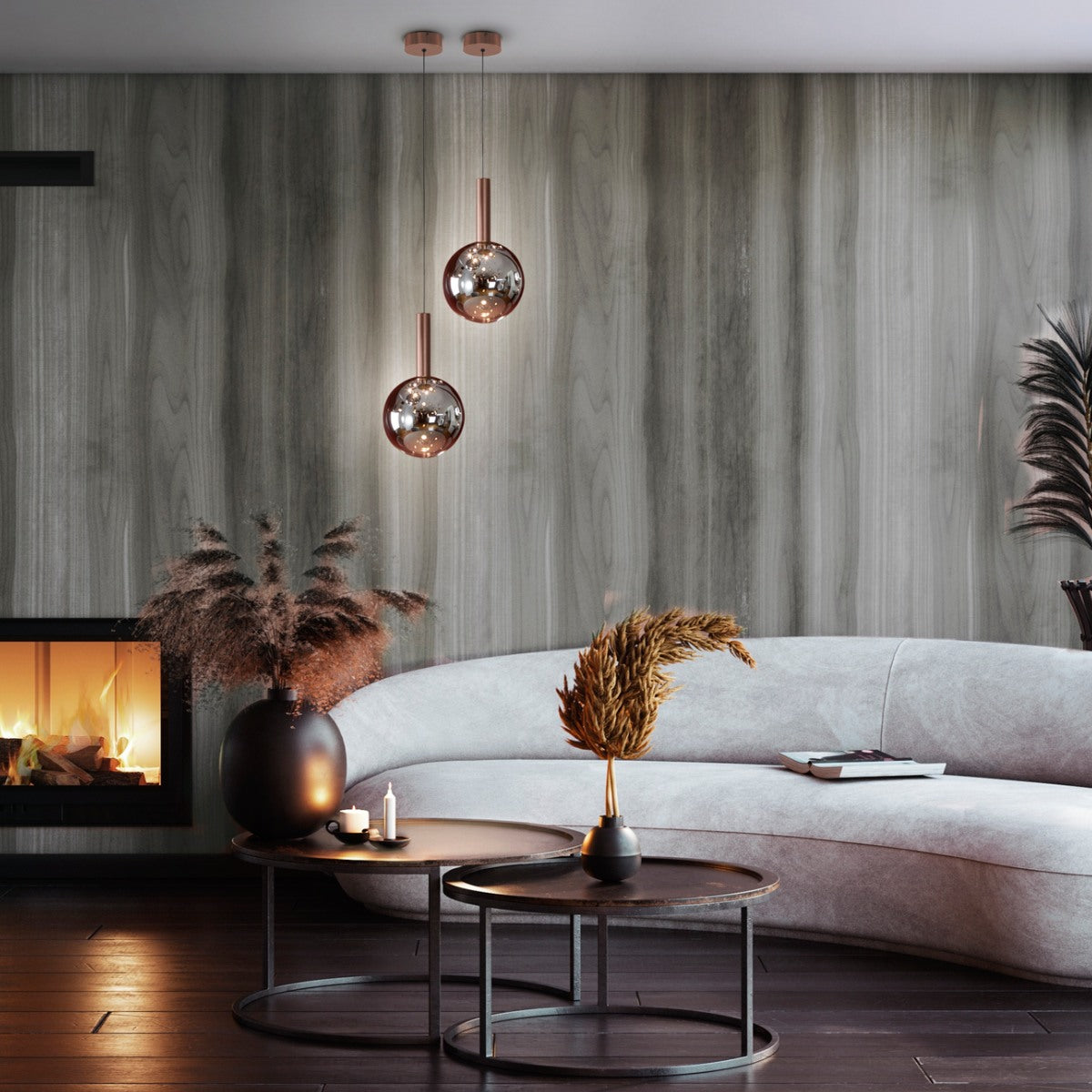 Schuller Sapore Single Pendant in Dark Bronze with Smoke Glass Shade