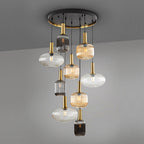 Schuller Norma 9 Light Pendant Light in Black and Brass