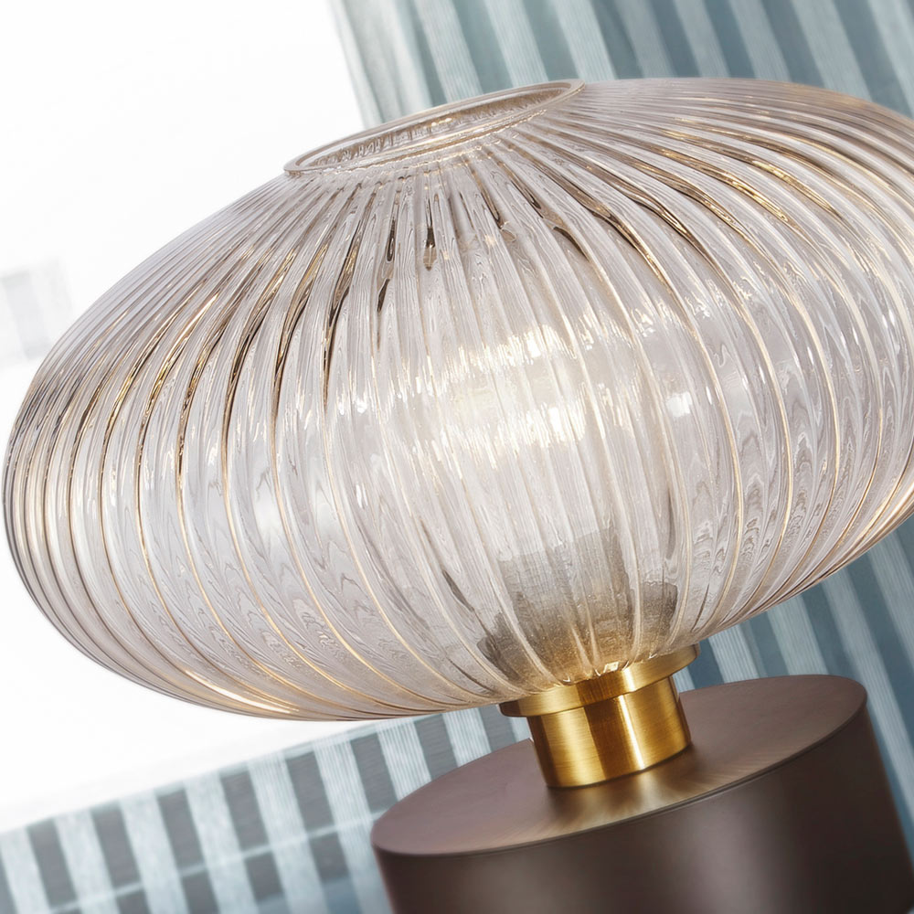 Schuller Norma Single Table Lamp Black Brass Base with Clear Glass Shade 225274