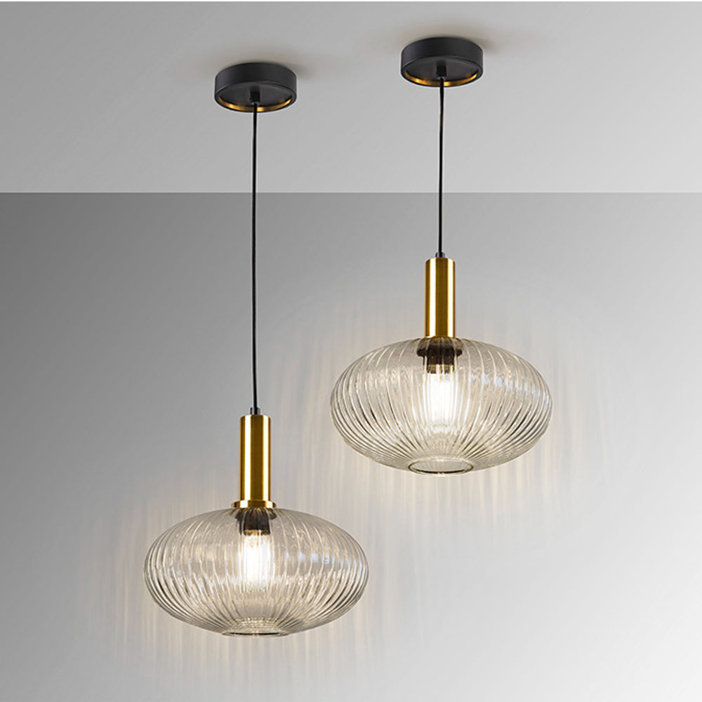 Schuller Norma Single Pendant Light in Black and Brass
