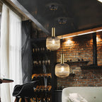Schuller Norma Single Pendant Light with Amber Glass Shade