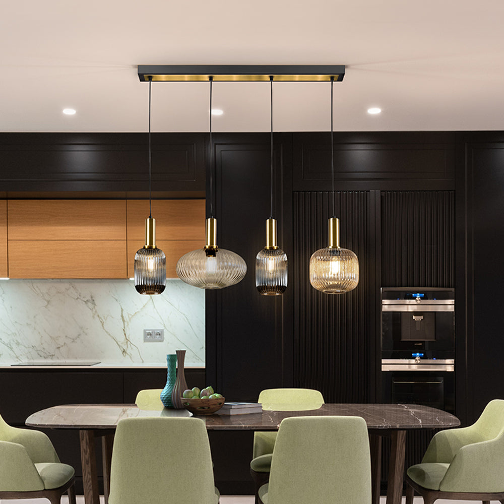 Schuller Norma 4 Light Bar Pendant Light in Matt Black