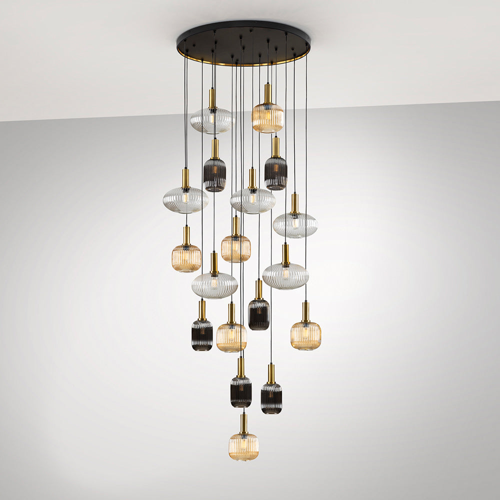 Schuller Norma Dimmable 18 Light Pendant Light in Black Brass