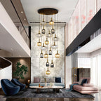 Schuller Norma Dimmable 18 Light Pendant Light in Black Brass
