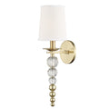 Hudson Valley Persis Wall Light in Aged Brass with Off-White Shade