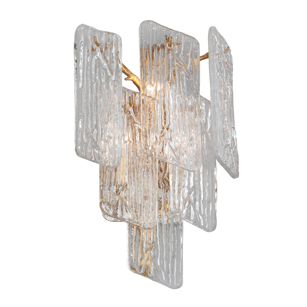 Corbett Piemonte 3 Light Wall Light in Royal Gold with Clear Handmade Glass