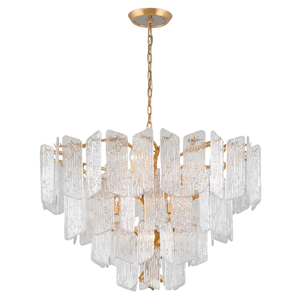 Corbett Piemonte 12 Light Chandelier with Clear Handmade Glass in Gold Leaf