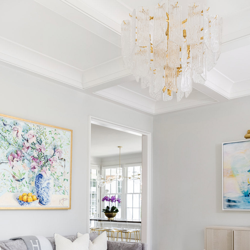 Corbett Piemonte 8 Light Pendant Light in Royal Gold with Clear Handmade Glass