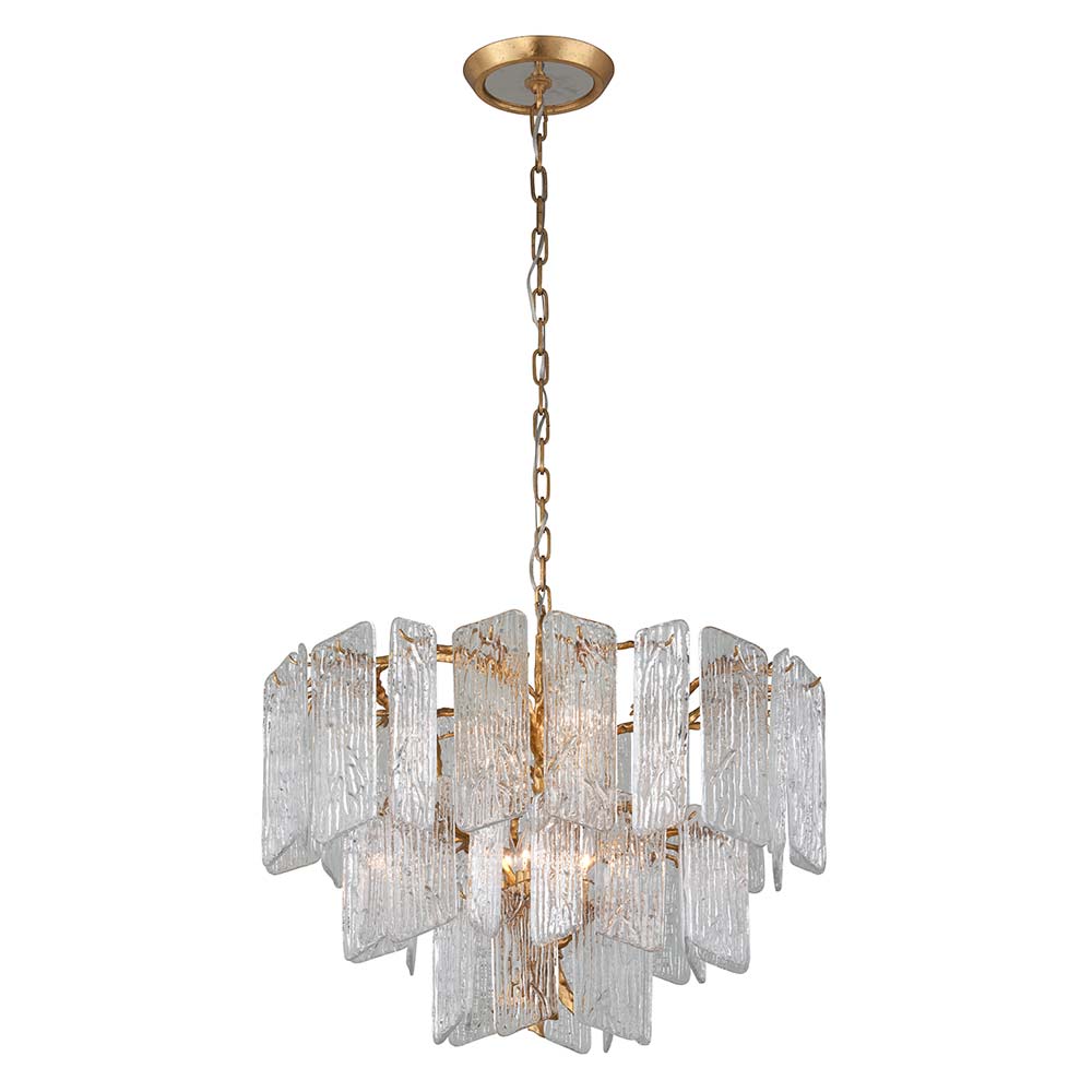 Corbett Piemonte 8 Light Pendant Light in Royal Gold with Clear Handmade Glass