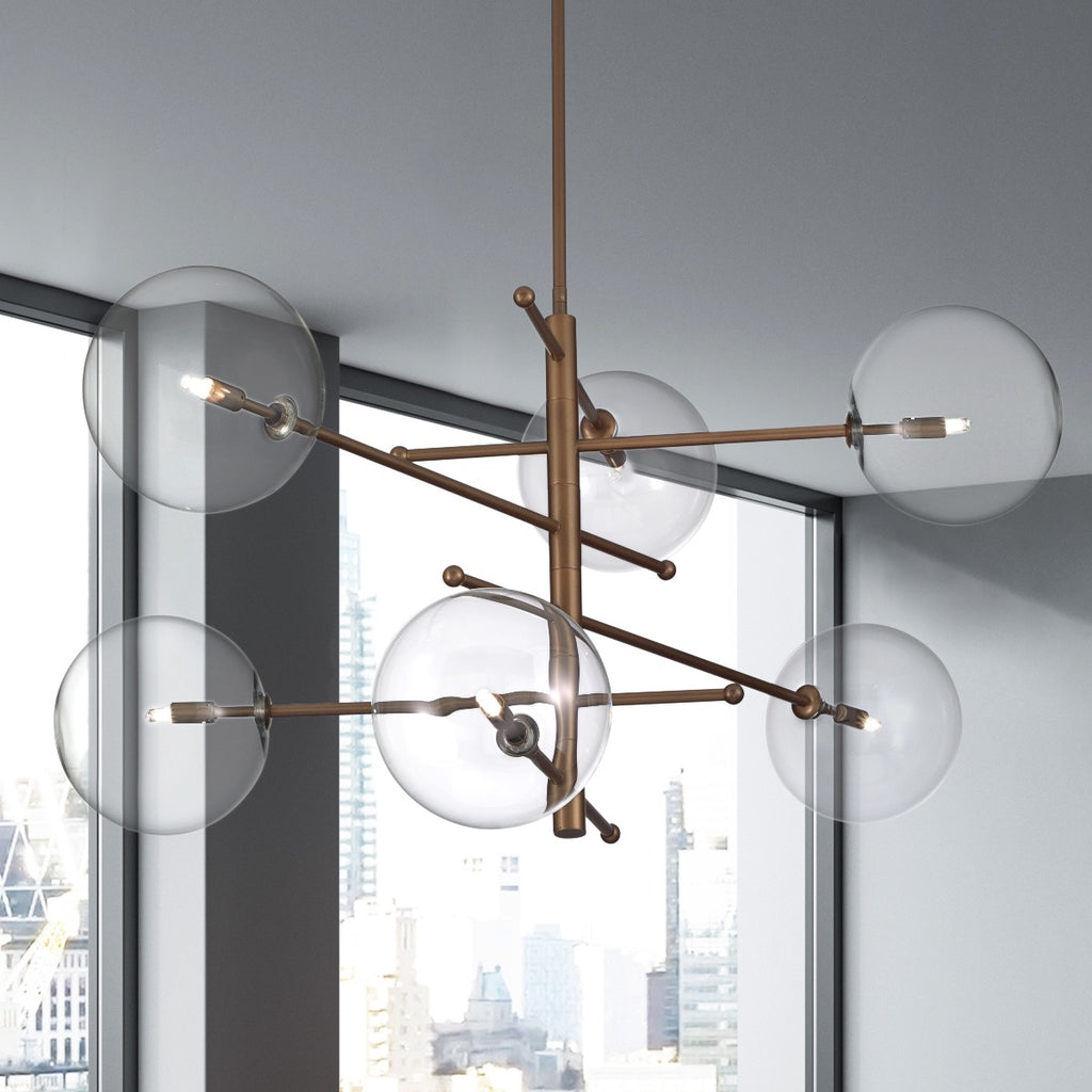 Metal Lux Estro 6 Light Multi-Arm Pendant Light in Burnished Bronze