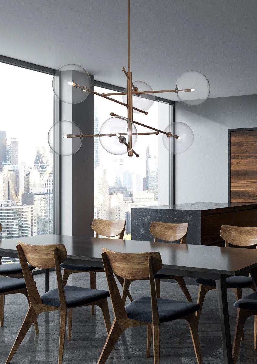 Metal Lux Estro 6 Light Multi-Arm Pendant Light in Burnished Bronze