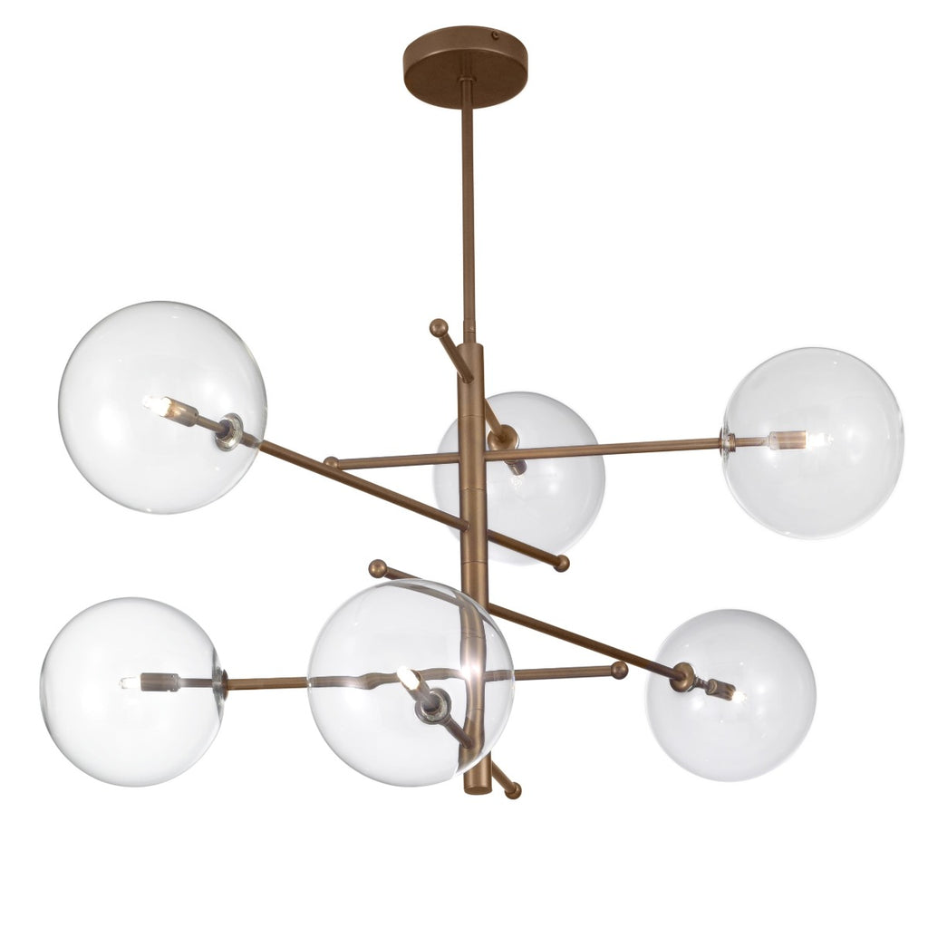 Metal Lux Estro 6 Light Multi-Arm Pendant Light in Burnished Bronze