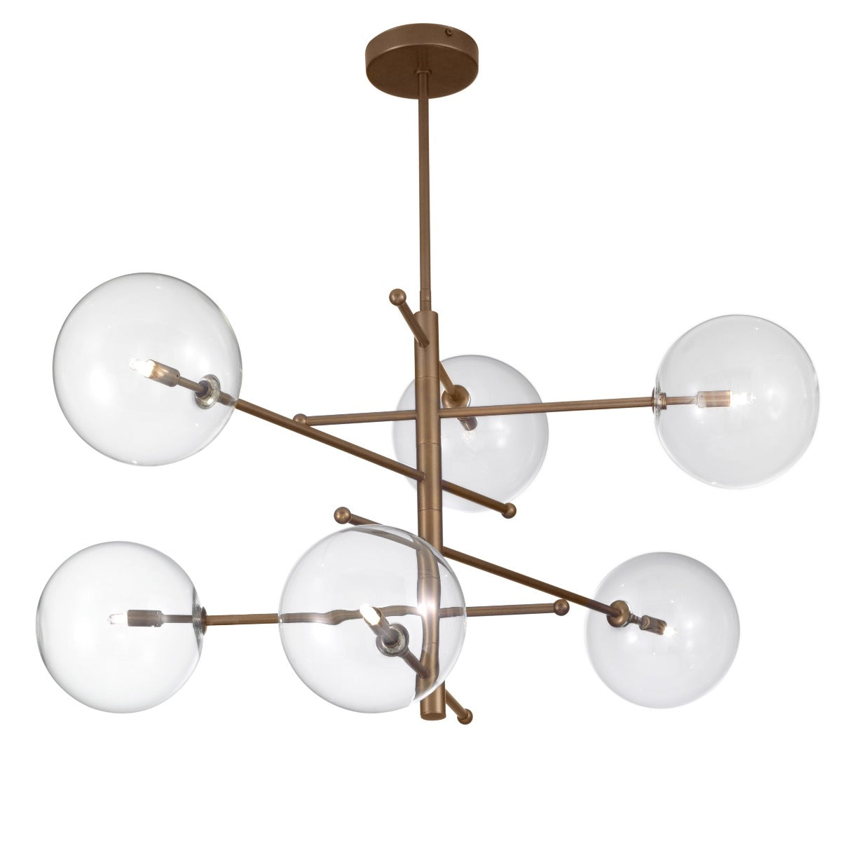 Metal Lux Estro 6 Light Multi-Arm Pendant Light in Burnished Bronze