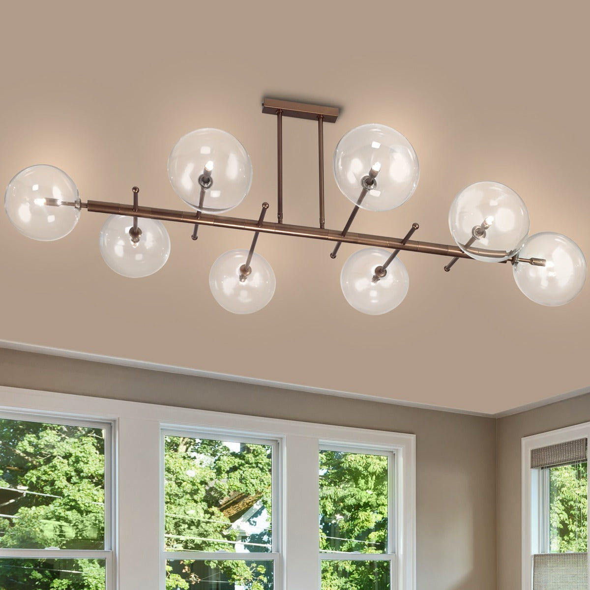 Metal Lux Estro 8 Light Semi Flush Ceiling Light in Burnished Bronze