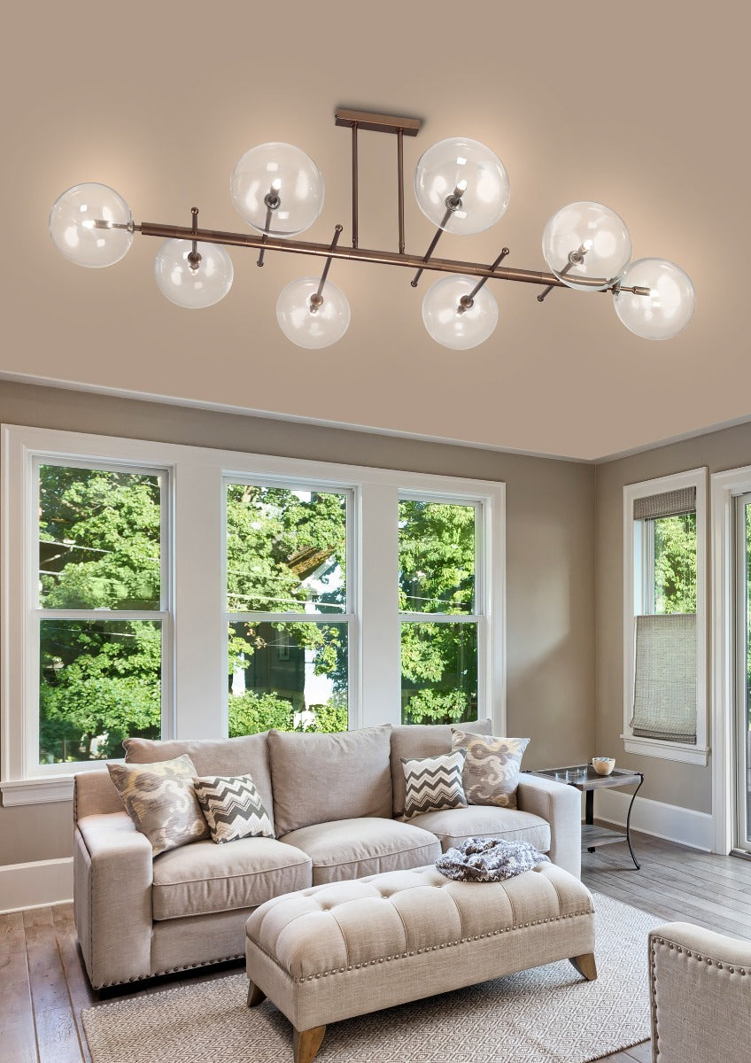 Metal Lux Estro 8 Light Semi Flush Ceiling Light in Burnished Bronze