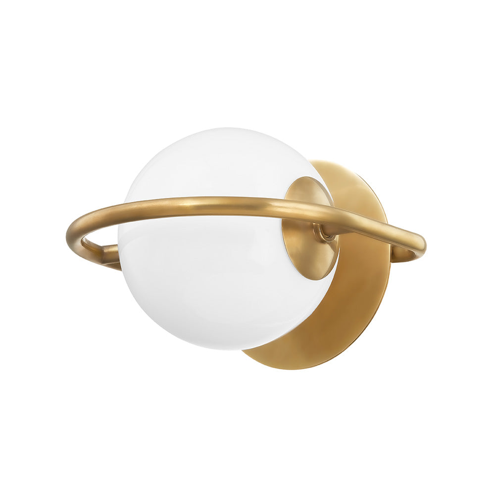 Corbett Everley 1 Light Wall Light in Vintage Brass with Opal Shade