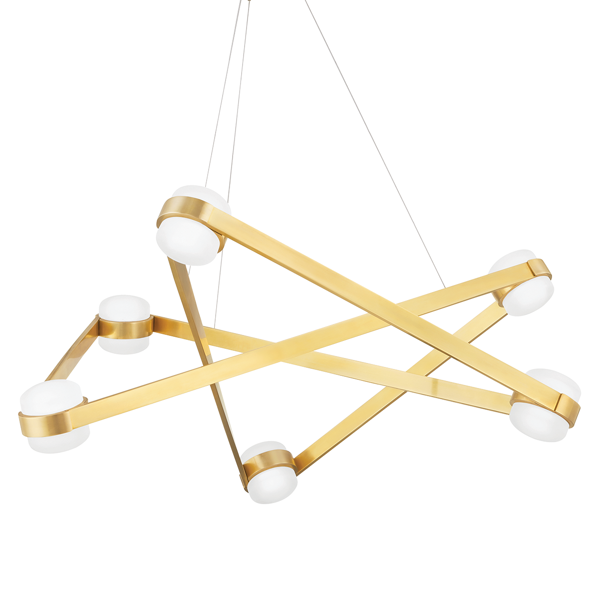 Hudson Valley Orbit 6 Light Pendant Light in Aged Brass