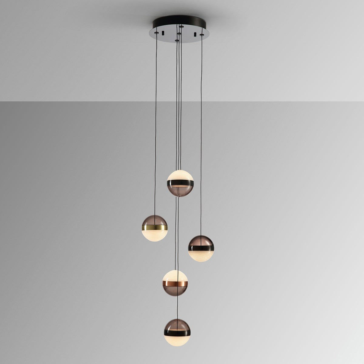 Schuller Orbes 5 Light Ceiling Light in Black Smoke Marble