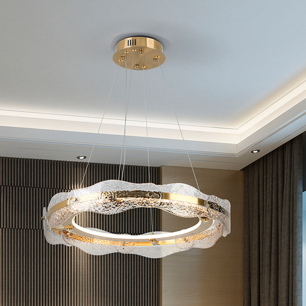 Schuller Lira 60cm Pendant Light in Gold with Glass Diffuser and Remote Control