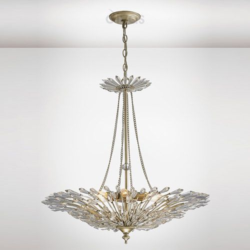 Diyas Fay 6 Light Pendant Light in Aged Gold with Crystal