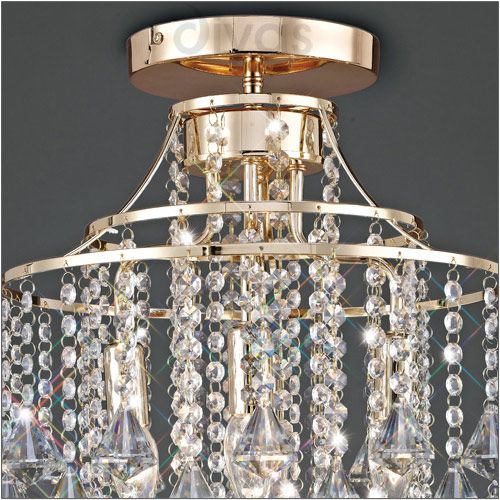 Diyas Inina 4 Light Ceiling Light in French Gold with Crystal