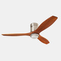Forlight Stem Ceiling Fan with LED Light in Satin Nickel and Dark Wood 5yr Guarantee