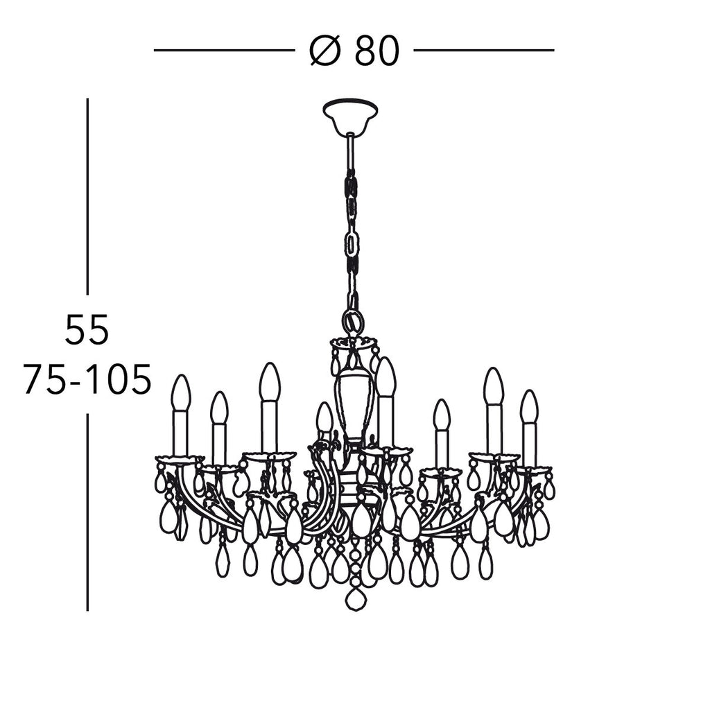 Kolarz 3003.88.3.Kot Victoria II Crystal 8 Light Chandelier Gold Frame