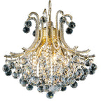 Diyas Bask 4 Light Round Pendant Light in French Gold with Crystal