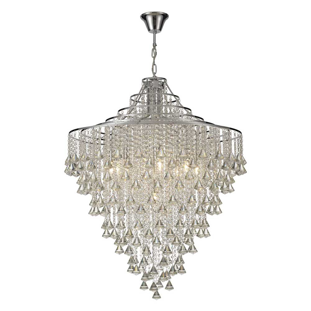 Diyas Inina 9 Light Pendant Light in Polished Chrome with Crystal