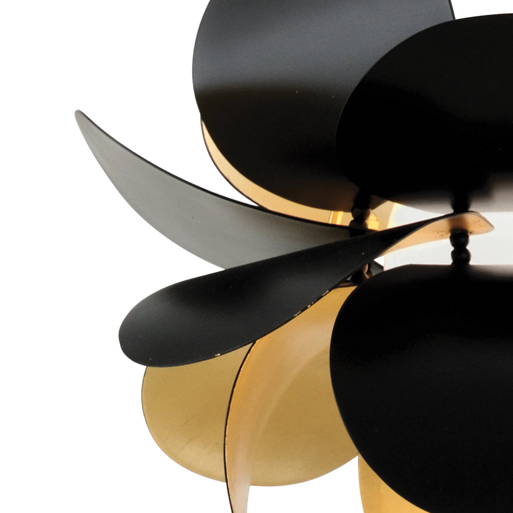 Corbett Ginger 1 Light Pendant Light in Gold Leaf Black with Opal White Shade