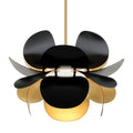 Corbett Ginger 1 Light Pendant Light in Gold Leaf Black with Opal White Shade