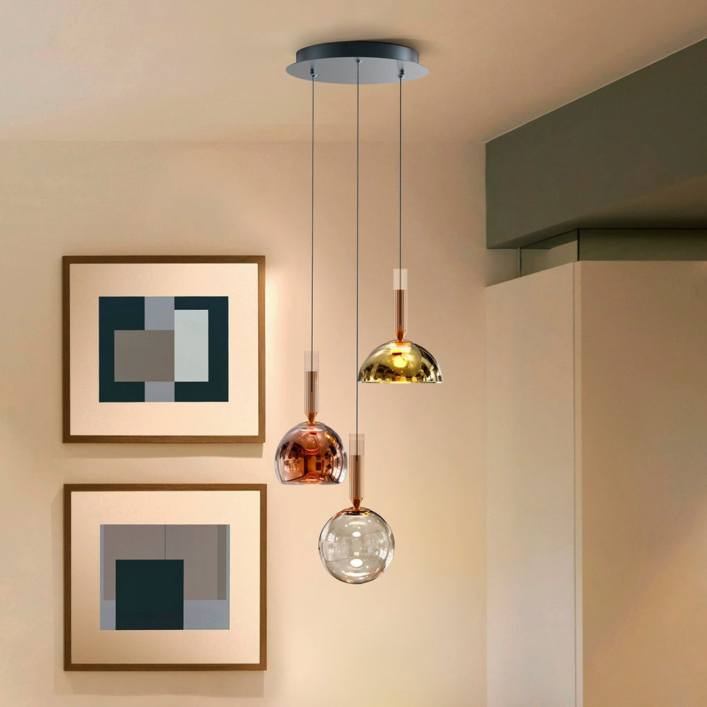 Schuller Charlize 3 Light Ceiling Light in Dark Grey Multi-Coloured