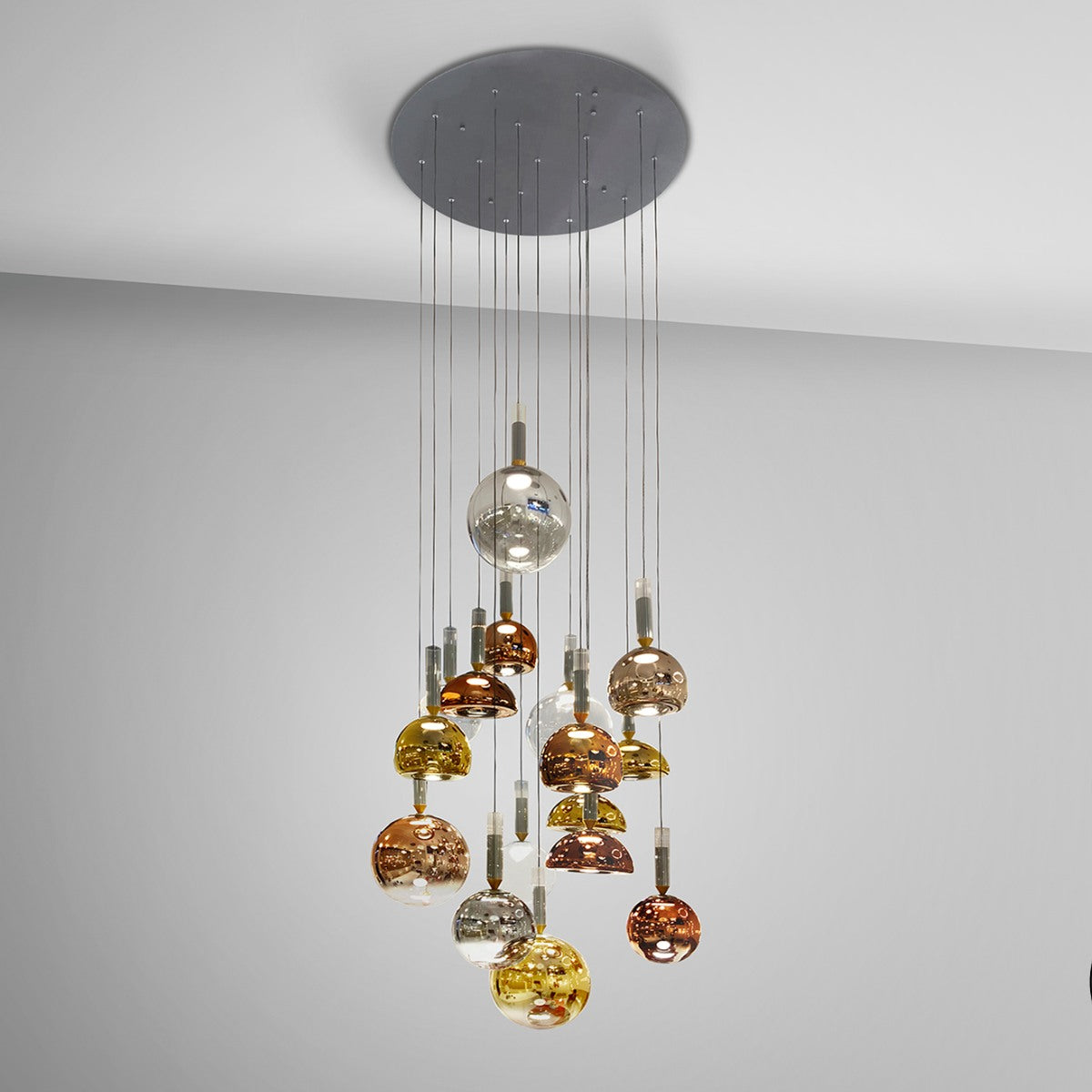 Schuller Charlize 16 Light Ceiling Light in Dark Grey Multi-Coloured
