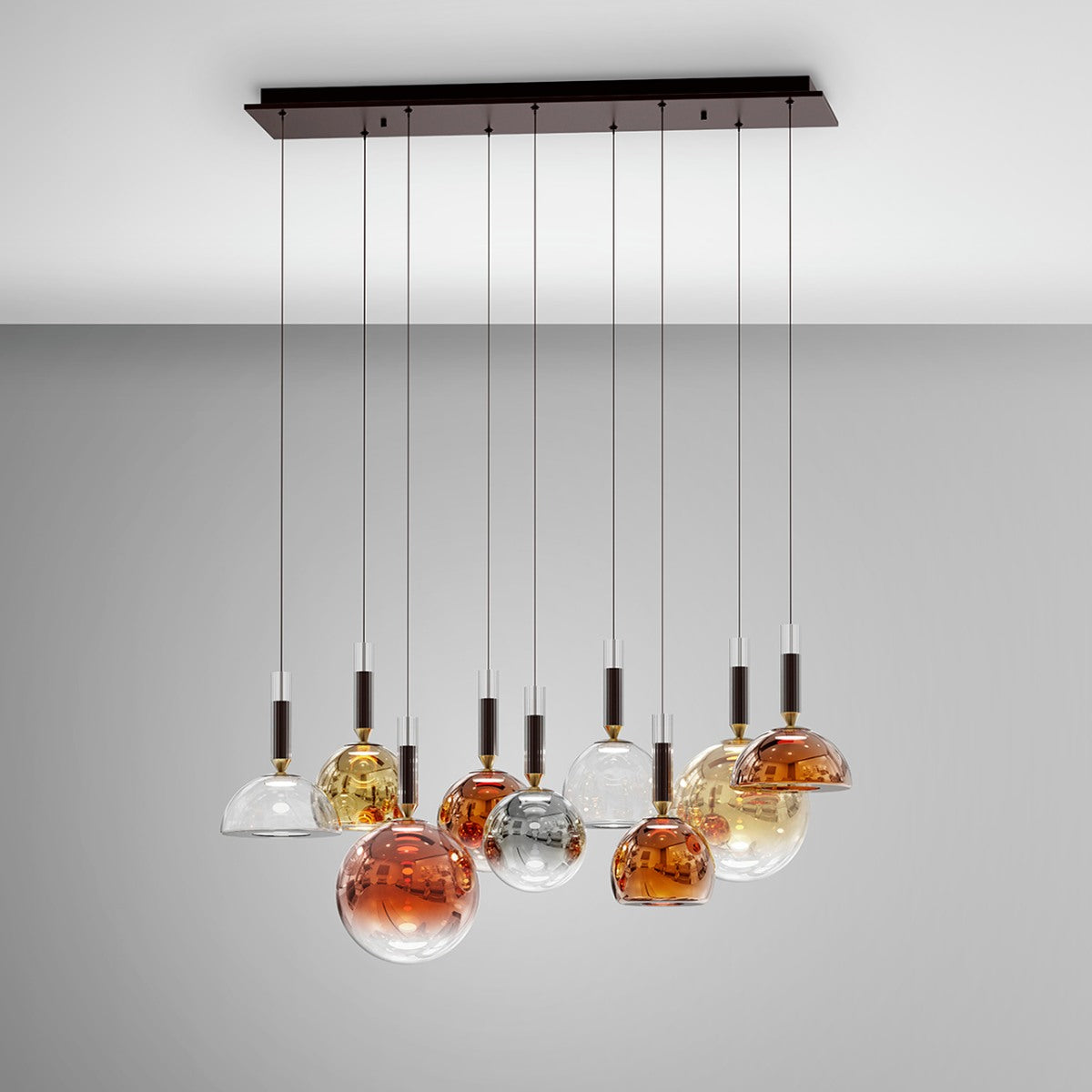 Schuller Charlize Ii Ceiling Light in Dark Bronze Multi-Coloured