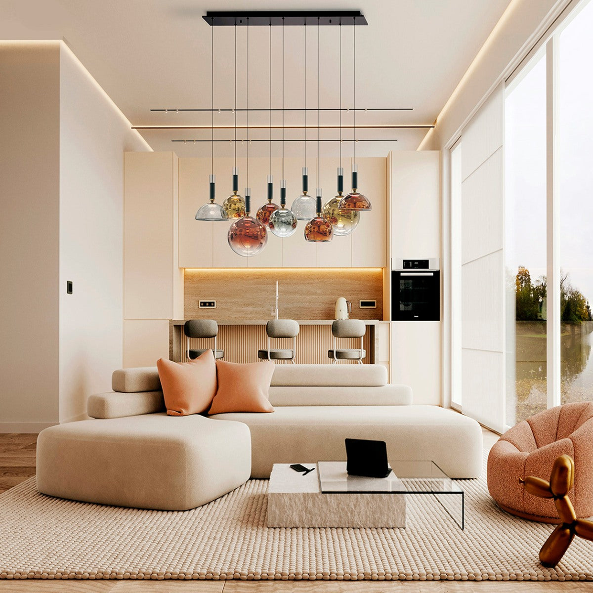 Schuller Charlize Ii Ceiling Light in Dark Bronze Multi-Coloured