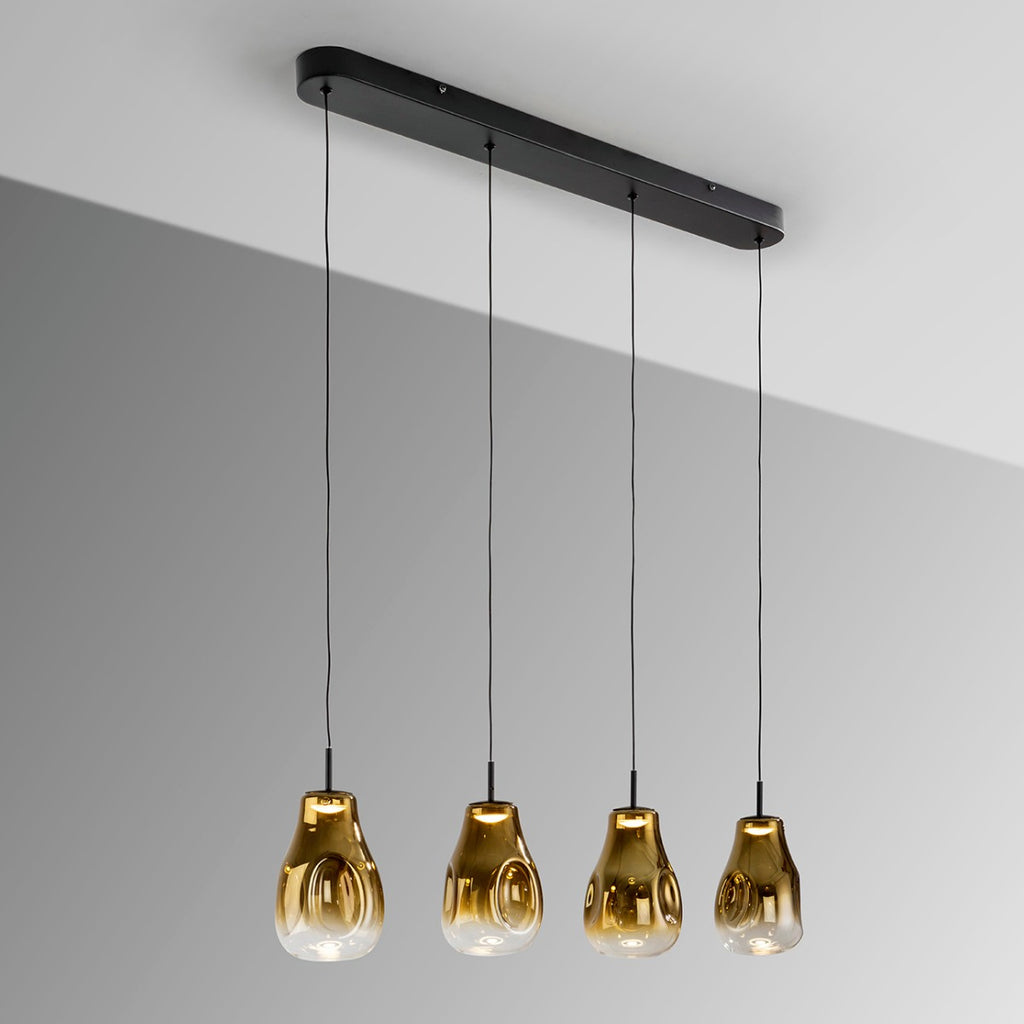 Schuller Aledis 4 Light Ceiling Light in Matt Black Gold Diffused