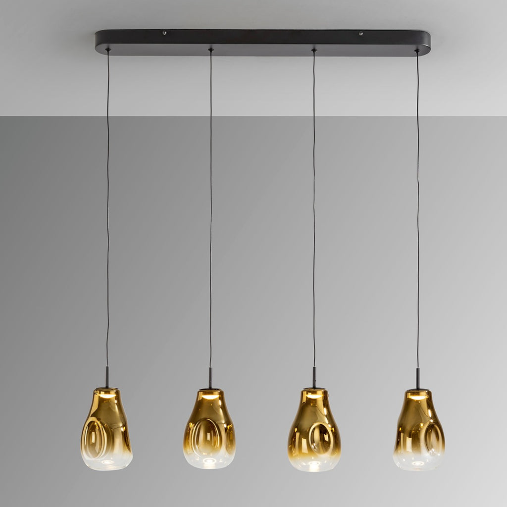 Schuller Aledis 4 Light Ceiling Light in Matt Black Gold Diffused