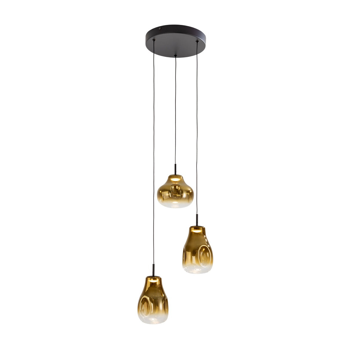 Schuller Aledis 3 Light Ceiling Light in Matt Black Gold Diffused