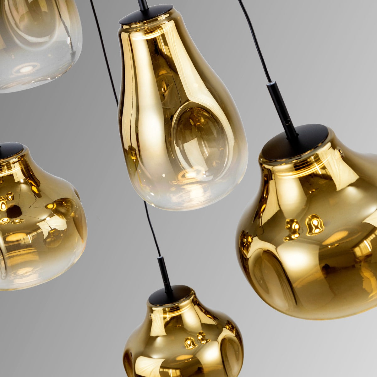 Schuller Aledis 5 Light Ceiling Light in Matt Black Gold Diffused