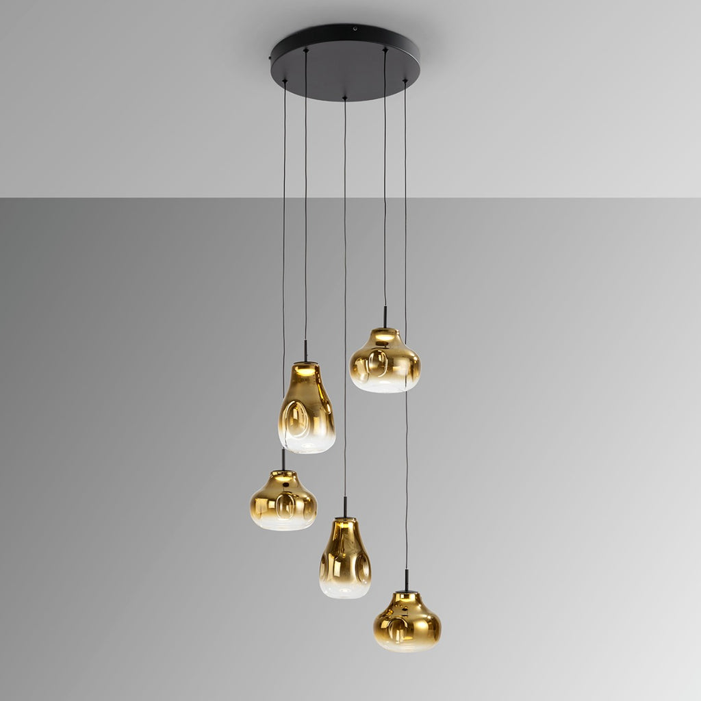 Schuller Aledis 5 Light Ceiling Light in Matt Black Gold Diffused