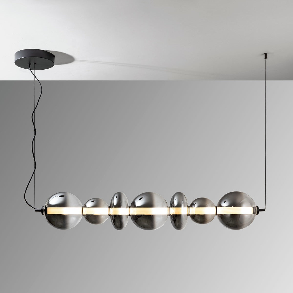 Schuller Gladis Ceiling Light in Matt Black and Diffused Smoke