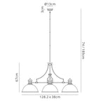 Regent Puteaux 3 Light Linear Pendant Light in Antique Brass