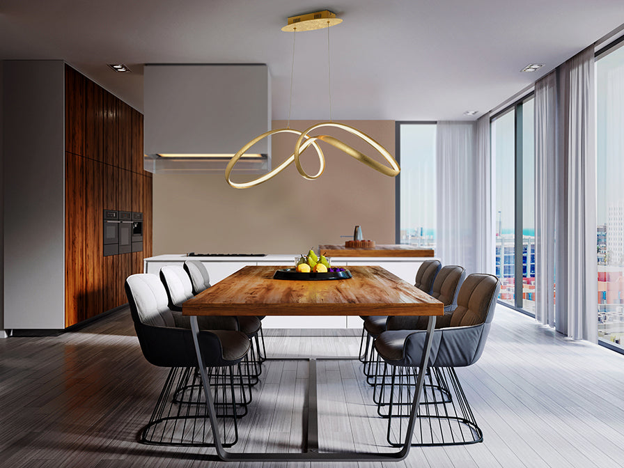 Schuller Lia Single Pendant Light in Gold Leaf