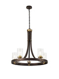 Regent Versailles 5 Light Pendant Light in Brown Oxide Bronze with Clear Glass Shades