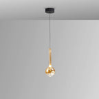 Schuller Essenza Single Pendant in Matt Black with Amber Glass Shade