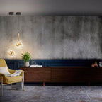 Schuller Essenza Single Pendant in Matt Black with Amber Glass Shade