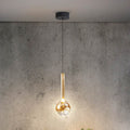 Schuller Essenza Single Pendant in Matt Black with Amber Glass Shade